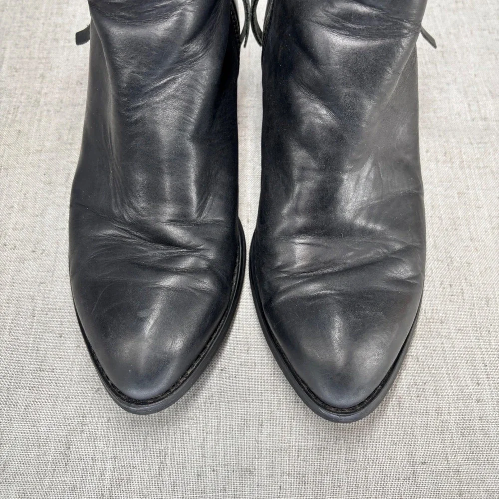 Jeffrey Campbell‎ Crockett Booties Black Leather Zipper Distressed Women's 7.5